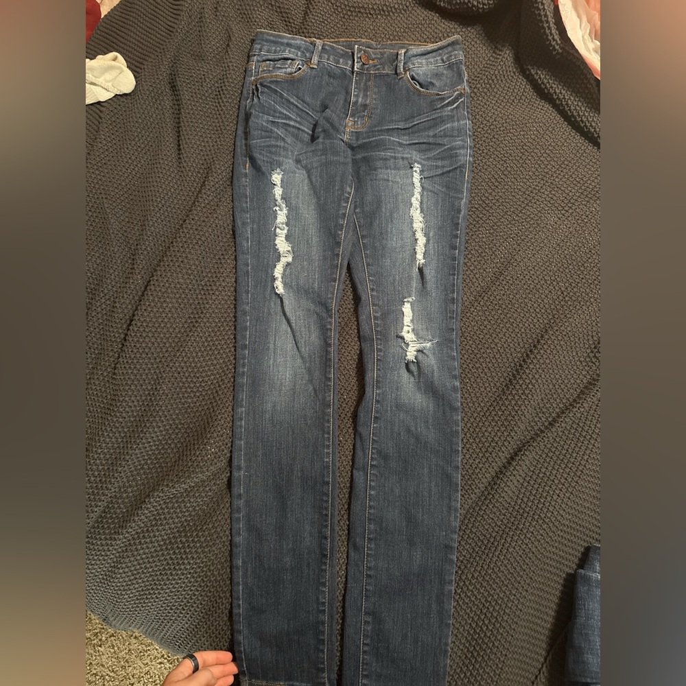 Distressed skinny Blue Jeans for Women Nine Planet